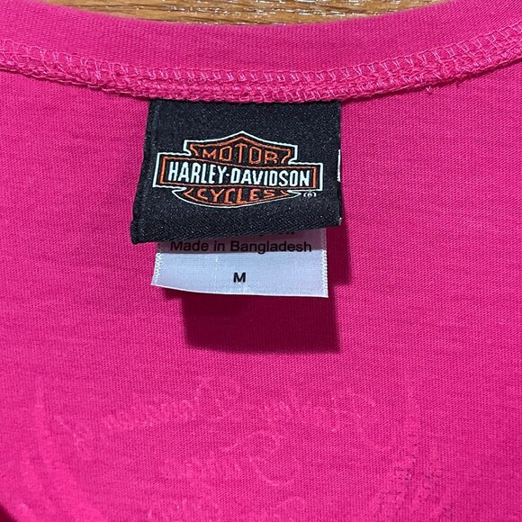 HARLEY-DAVIDSON Women's M Pink V-Neck Short Sleeve Fargo ND Shirt T-Shirt EUC - Picture 5 of 5